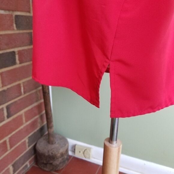 Blair Red Button down satiny Christmas Blouse SZLG - Picture 3 of 6